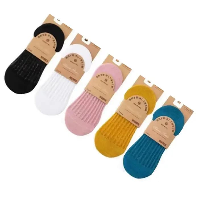 5 paires de chaussettes invisibles en maille de bambou pour femmes, chaussettes d'été antidérapantes