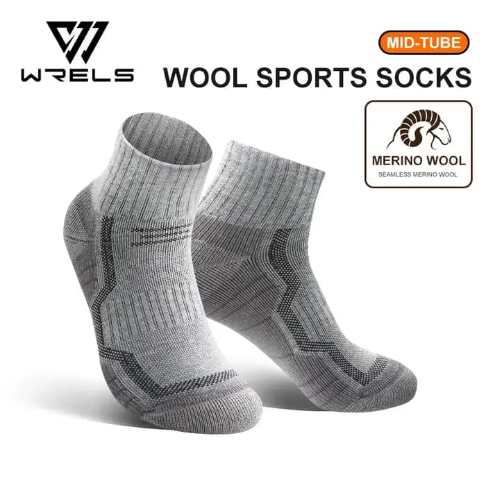 WRELS Chaussettes en laine mérinos unisexes, chaussettes de randonnée thermiques super épaisses pour