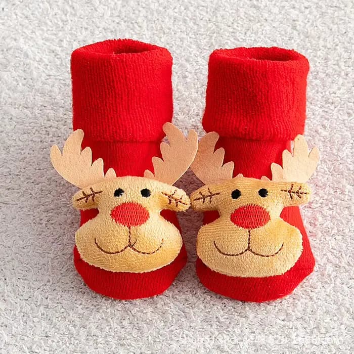 Chaussettes en coton épais pour enfants, chaussettes de sol de noël pour bébés, bas courts pour nouv