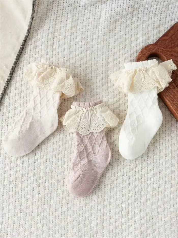 3 paires/lot de chaussettes pour bébés filles, nouvelle collection printemps-automne, chaussettes mi