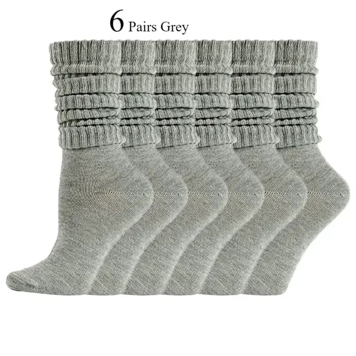 6 paires de chaussettes mi-mollet pour femmes, à la mode, simples, couleur unie, chaudes, confortabl