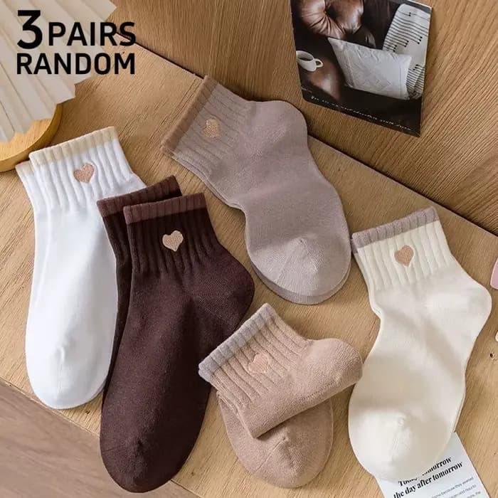 Chaussettes pour femmes, motif cœur mignon, printemps-été, marron et blanc neutres, côtelées douces,