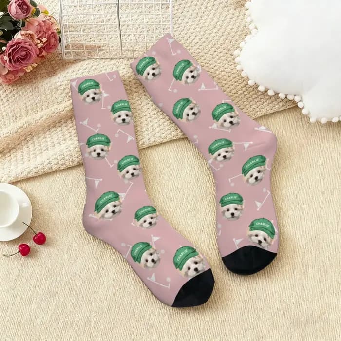 Chaussettes personnalisées avec photo de golf pour animaux de compagnie, chaussettes personnalisées 