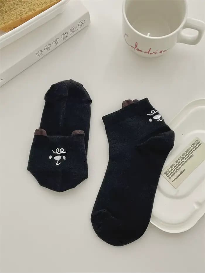 Chaussettes pour femmes, printemps-été, nouvelle collection, broderie panda, chaussettes tendance, l