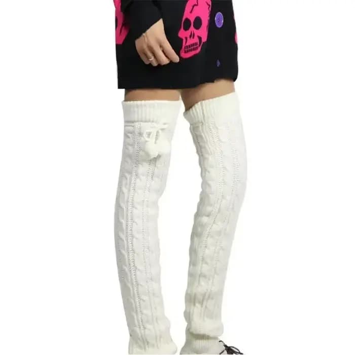 Jambières femmes cuisse haute sur genou chaussettes longues hiver cheville Stretch solide tricoté da