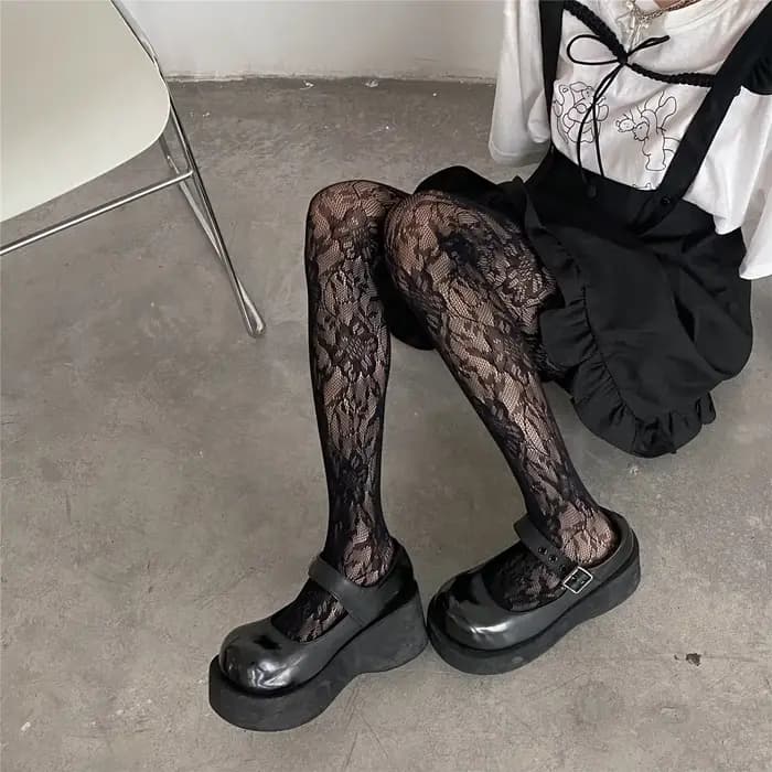 Collants en résille gothiques, jacquard ajouré, transparents, sexy, pour cosplay, fête d'Halloween, 
