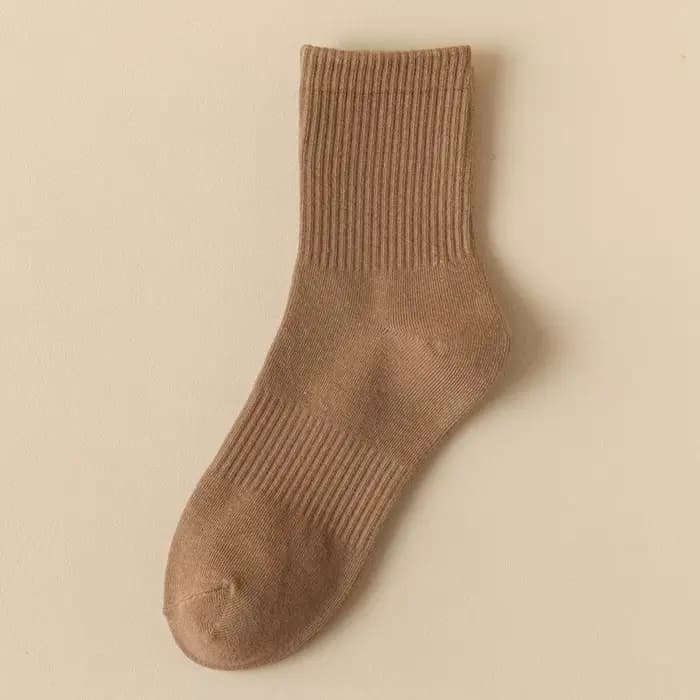 Chaussettes pour hommes rétro couleur unie café blanc kaki Beige chaussettes en coton respirant Spor