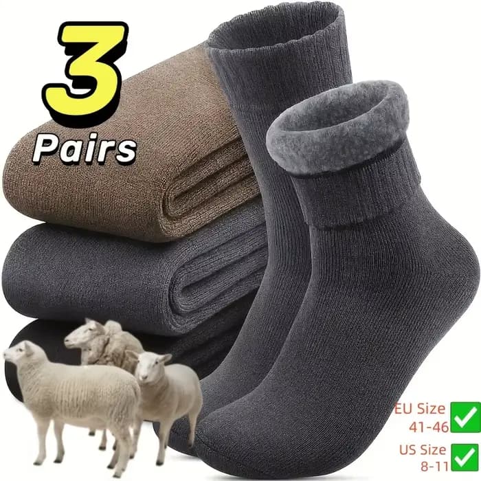 Chaussettes de neige en velours d'hiver pour hommes, 3 paires. Peluche, chaude et tricotée pour les 