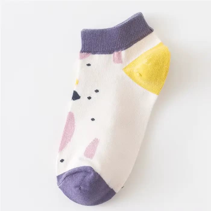 Chaussettes en coton à fleurs colorées pour femmes, socquettes pour abonnés, fruits, art mignon, vig