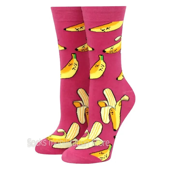 Femmes chaussettes drôle mignon dessin animé Fruits banane citron ananas avocat nourriture heureux j