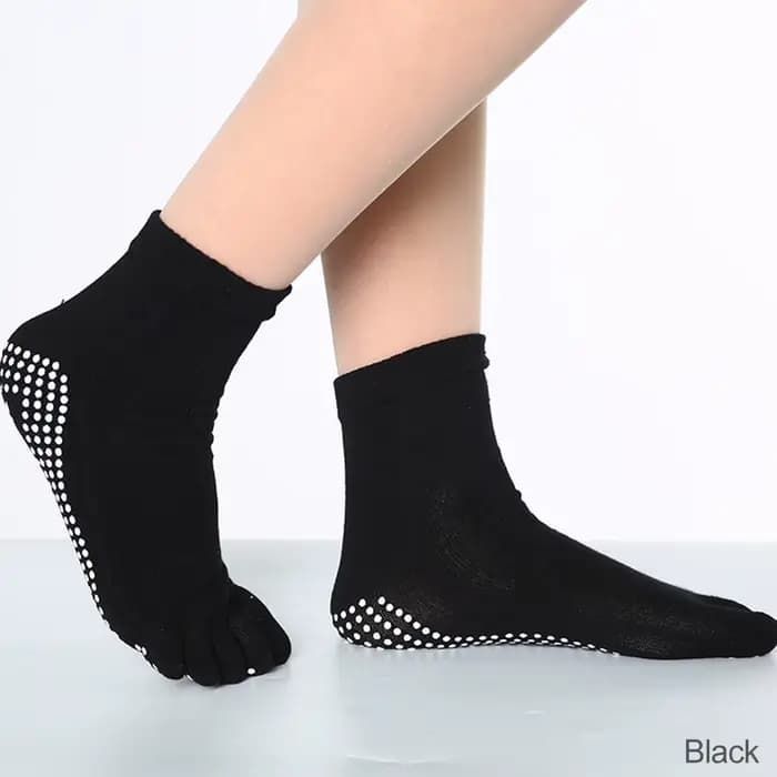Chaussettes de Yoga colorées antidérapantes pour femmes, en coton, pour danse, sport sain, à cinq or