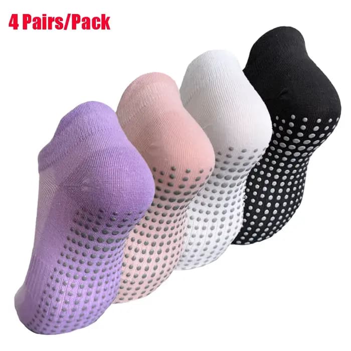 4 paires de chaussettes de Yoga antidérapantes pour femmes, en Silicone, pour Fitness, entraînement 