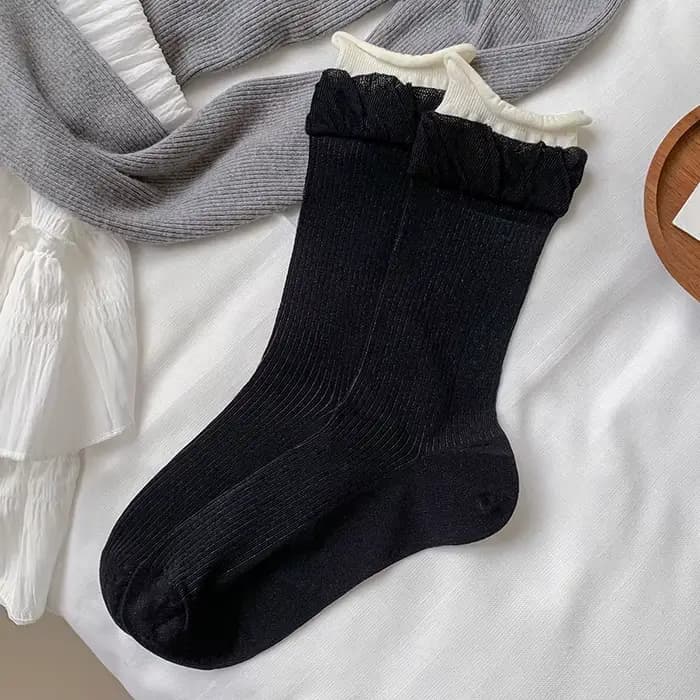 Chaussettes en coton monochromes pour femmes, respirantes, fines, longues, simples, femmes, filles, 