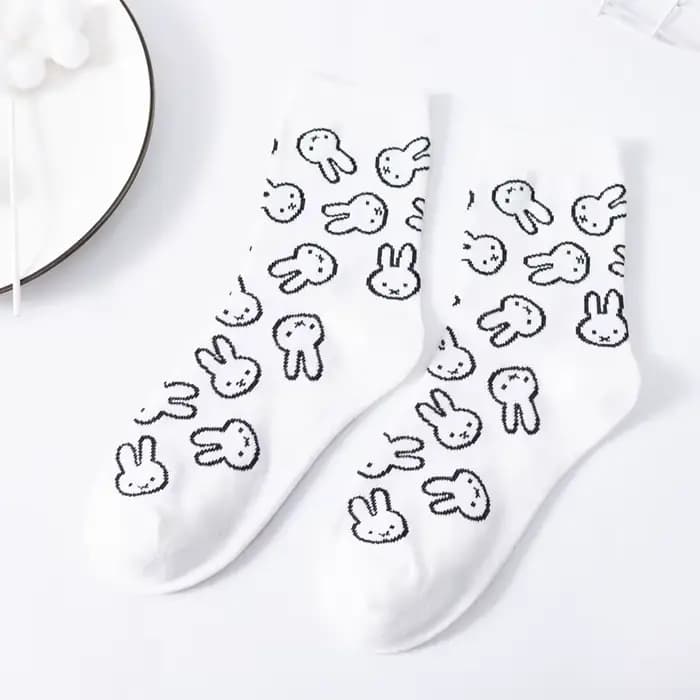 Kawaii Miffy coton cheville chaussettes minimaliste chérie mignon dessin animé lapin pour les filles