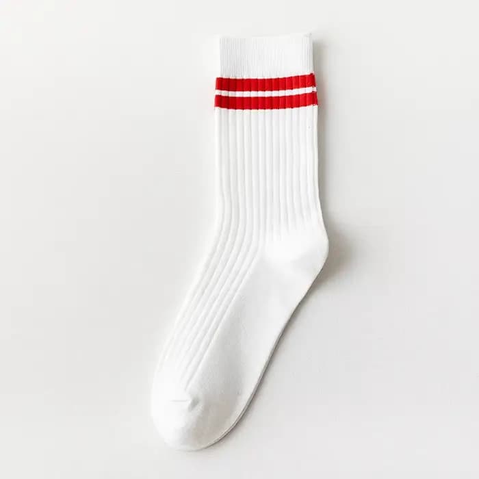 Chaussettes de Sport à rayures blanches et Orange pour femmes, douces et respirantes, pour lycéennes