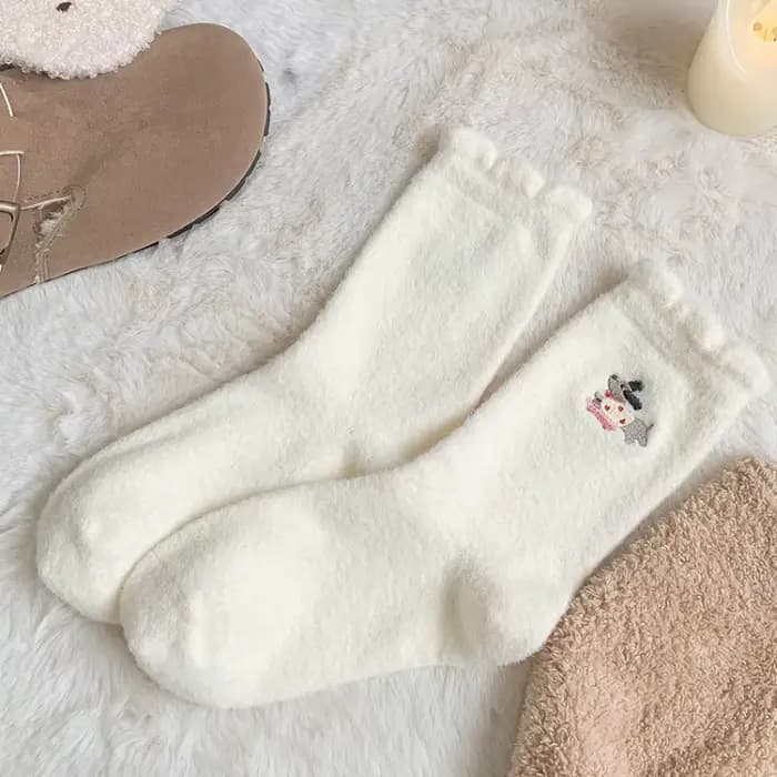 Chaussettes en peluche pour chien teckel, motif de chien de dessin animé, Tube central, douces, ther