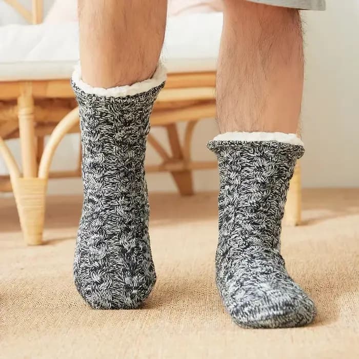 Chaussettes thermiques pour hommes, chaudes pour la maison, en coton doux, épais, en velours, antidé