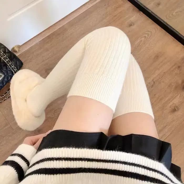 Femmes chaussettes longues cachemire femmes botte solide laine cuisse bas maigre décontracté coton s