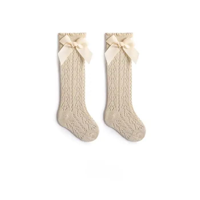 Chaussettes d'été pour bébés filles, chaussettes longues avec nœud pour enfants de 0 à 3 ans, bas en