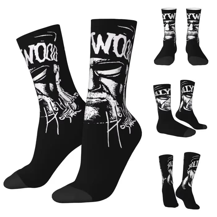 Chaussettes imprimées WWE Confederation Hogan Hcorde KAMANIA pour hommes et femmes, mouvement applic