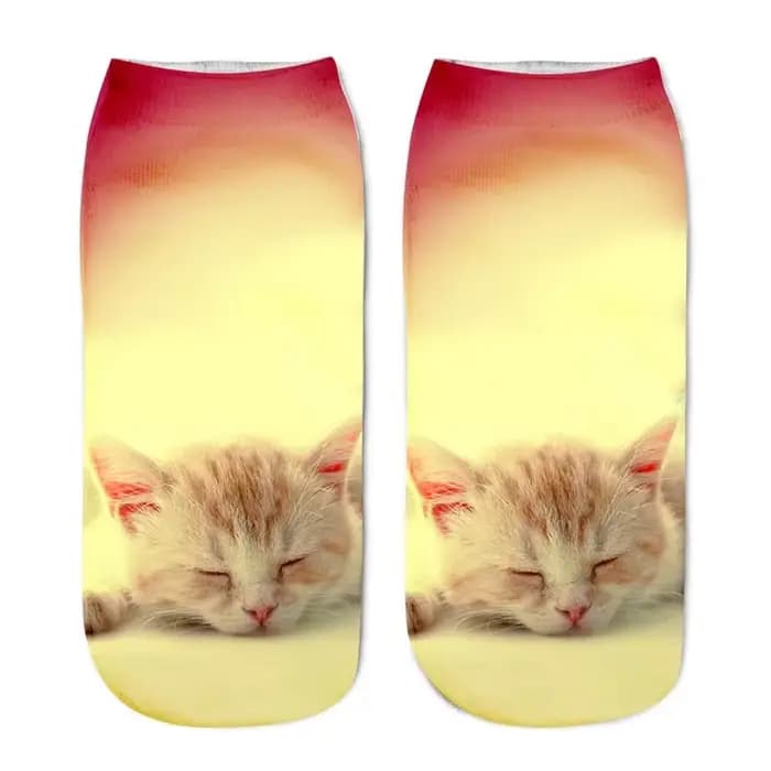 Chaussettes chat drôle femme mignon Kawaii 3D imprimé dessin animé chaton unisexe créatif chat Anima