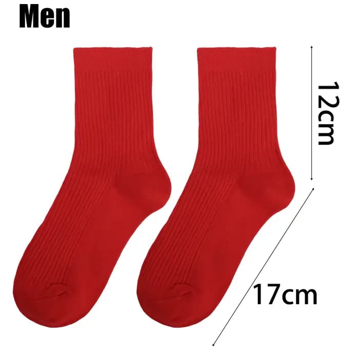Chaussettes rouges en coton pour hommes et femmes, respirantes, confortables, solides, festival, por