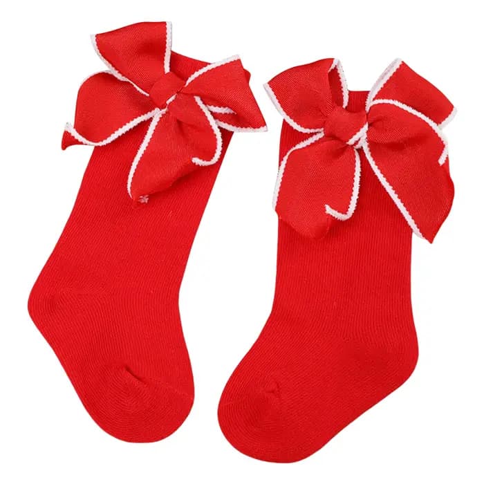 Chaussettes de Noël pour bébés filles et garçons de 0 à 3 ans, mignonnes, avec gros nœud, respirante