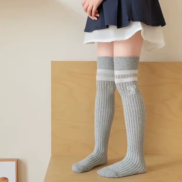Chaussettes longues pour filles, chaussettes hautes à nœud élégant pour enfants, chaussettes de prin