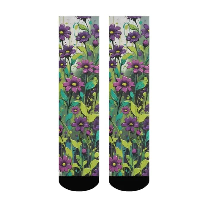 Chaussettes pour hommes à imprimé floral graffiti, confortables, respirantes, antidérapantes, décont