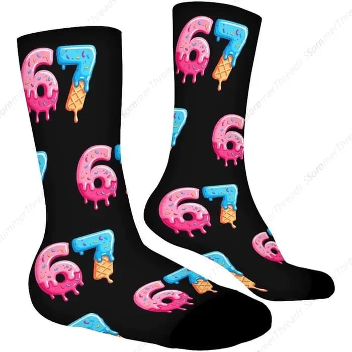 Noël 6 7 chaussettes pour enfants 67 chaussettes d'équipage imprimées à motifs, chaussettes fantaisi