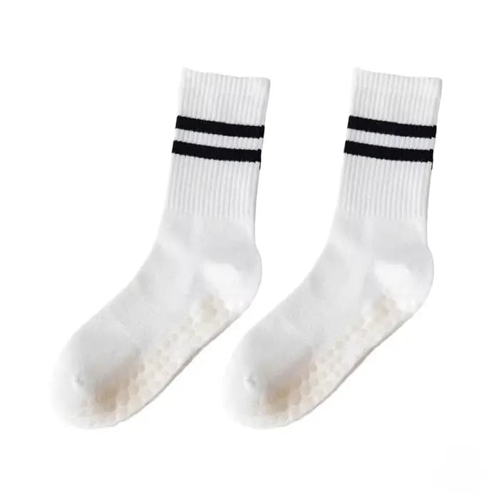 Chaussettes de sport en coton à 8 couleurs, mi-mollet, antidérapantes avec silicone, pour fitness en