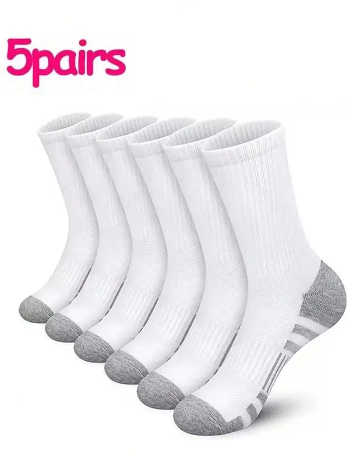 5 paires de chaussettes rondes noires, blanches et grises, tailles pour hommes, chaussettes de sport