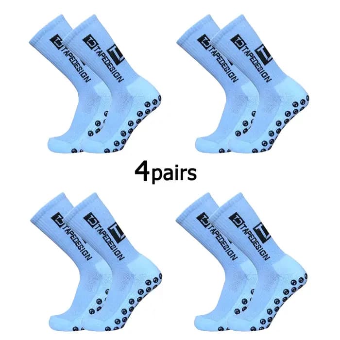 4 paires/lot 2024 nouveau ANTI SLIP Tapedesign chaussettes de Football mi-mollet antidérapant Footba