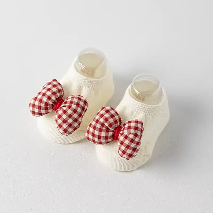 Chaussettes de noël à nœud rouge pour bébé, chaussettes de noël pour nourrissons, garçons et filles,