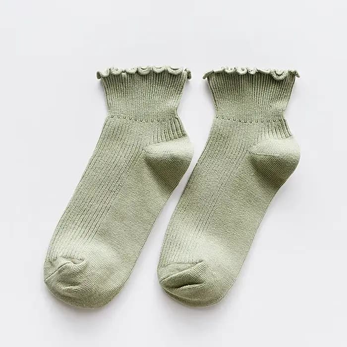 1 paire de chaussettes à volants pour femmes, mignonnes chaussettes courtes à la cheville, en coton 