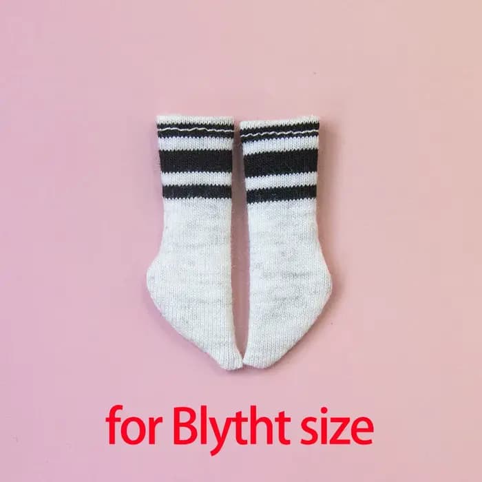 Chaussettes rayées pour poupée Blythe BJD, noires, à la mode, Kawaii, athlétiques, douces, accessoir