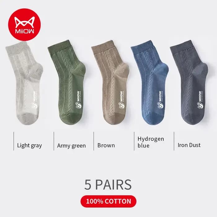 MiiOW 5 paires/lot chaussettes en coton hommes tenue décontractée chaussettes impression hiver chaud