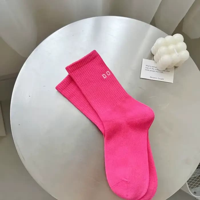 Chaussettes roses pour femmes, Style printemps et automne, mi-tube, vêtements d'extérieur, bas en co