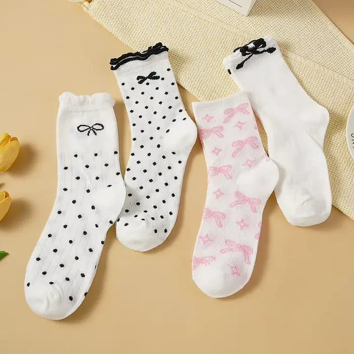 ALLTOOALL 4 paires femme chaussettes printemps automne chaussette respirante mignon coeur mode drôle