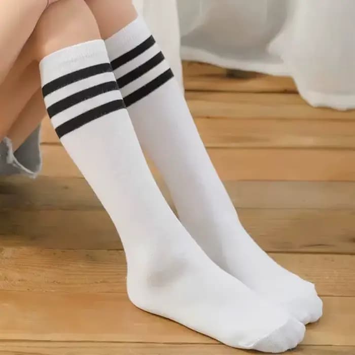 Chaussettes hautes pour enfants, garçons et filles, longues et hautes, Tube d'école, noir et blanc, 
