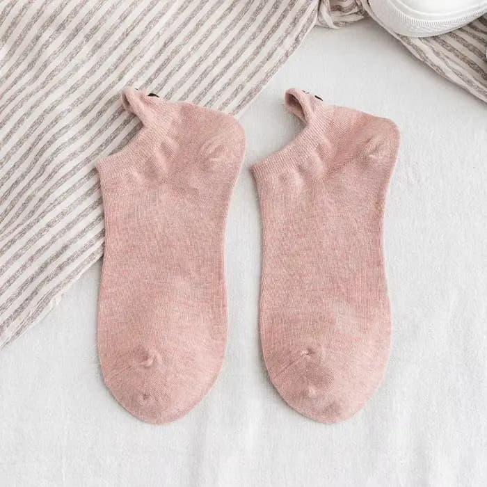 Chaussettes de cheville pour femmes, couleur bonbon brodée, coton, décontracté, solide, drôle, migno