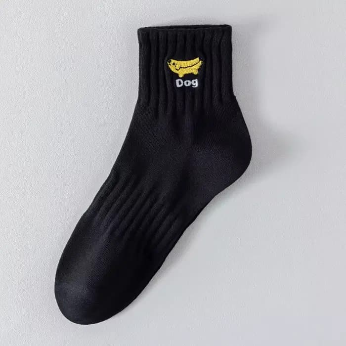 Chaussettes pour hommes chien broderie japonais Kawaii dessin animé mignon chaussettes drôles hommes