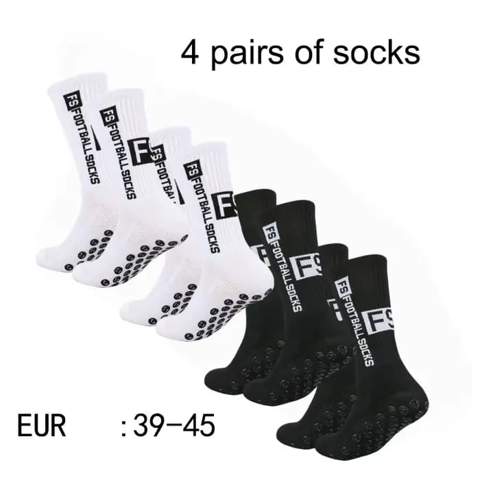 4 paires de chaussettes de football pour hommes avec poignée, chaussettes athlétiques antidérapantes