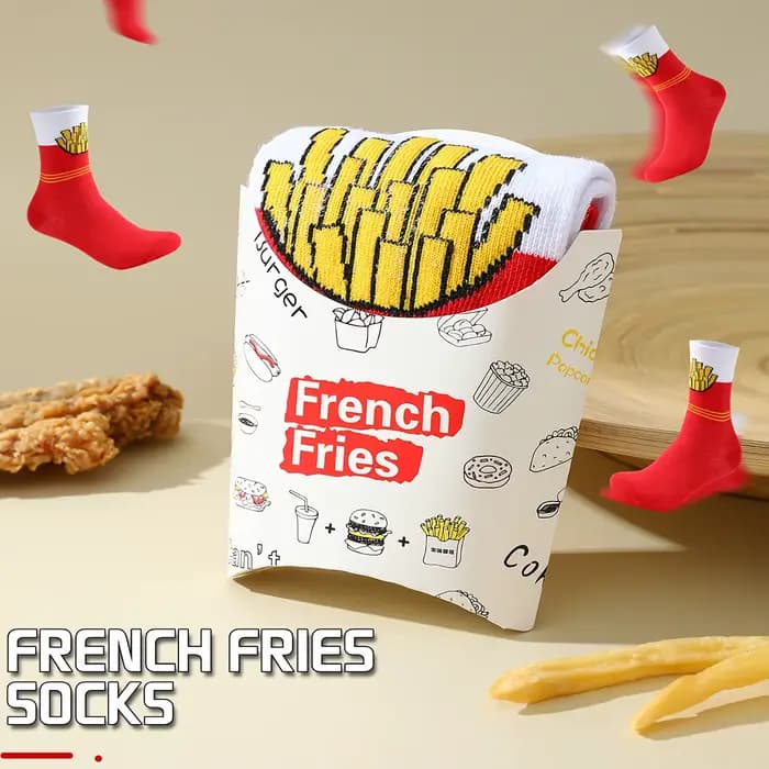 Chaussettes à motif de frites rouges amusantes, adaptées aux cadeaux d'Halloween, de Noël et de la f