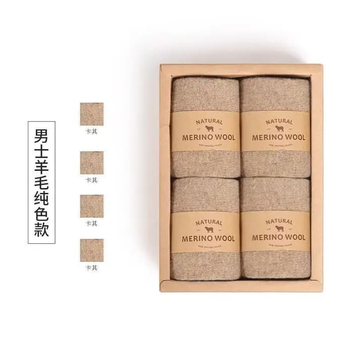 4 paires de chaussettes chaudes en laine pour hommes, chaussettes thermiques d'hiver mi-mollet doubl