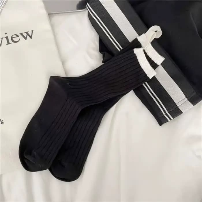 Chaussettes mi-tube en coton pour femmes, style doux, pur, hiver, automne, mignon