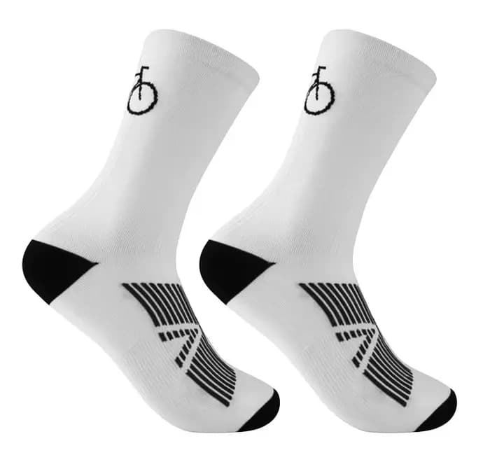 1 paire de chaussettes de cyclisme d'entraînement en plein air, renforcées aux orteils, tricotées, r