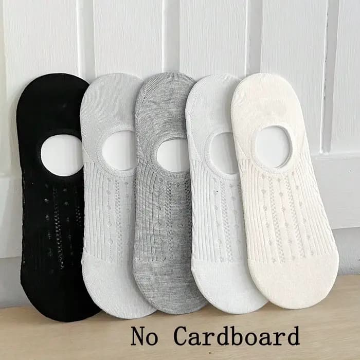 5 paires de chaussettes invisibles pour femmes, fines, respirantes, de couleur unie, coupe basse, dé