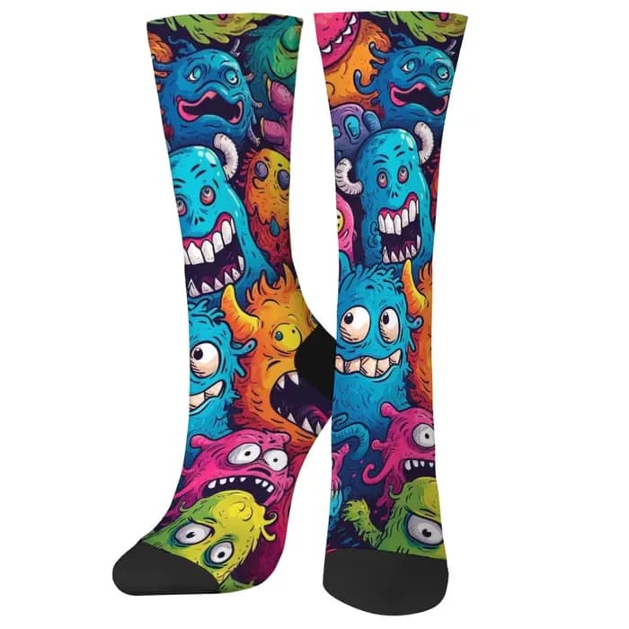 Happy Monster Cartoon Chaussettes Harajuku Hip-Hop Style Nouveauté Chaussettes drôles pour hommes Co