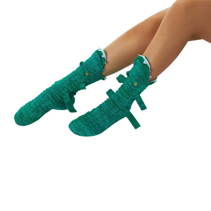 Chaussettes tricotées animaux drôles pour femmes hommes enfants Crocodile manger pied chaussettes 3D